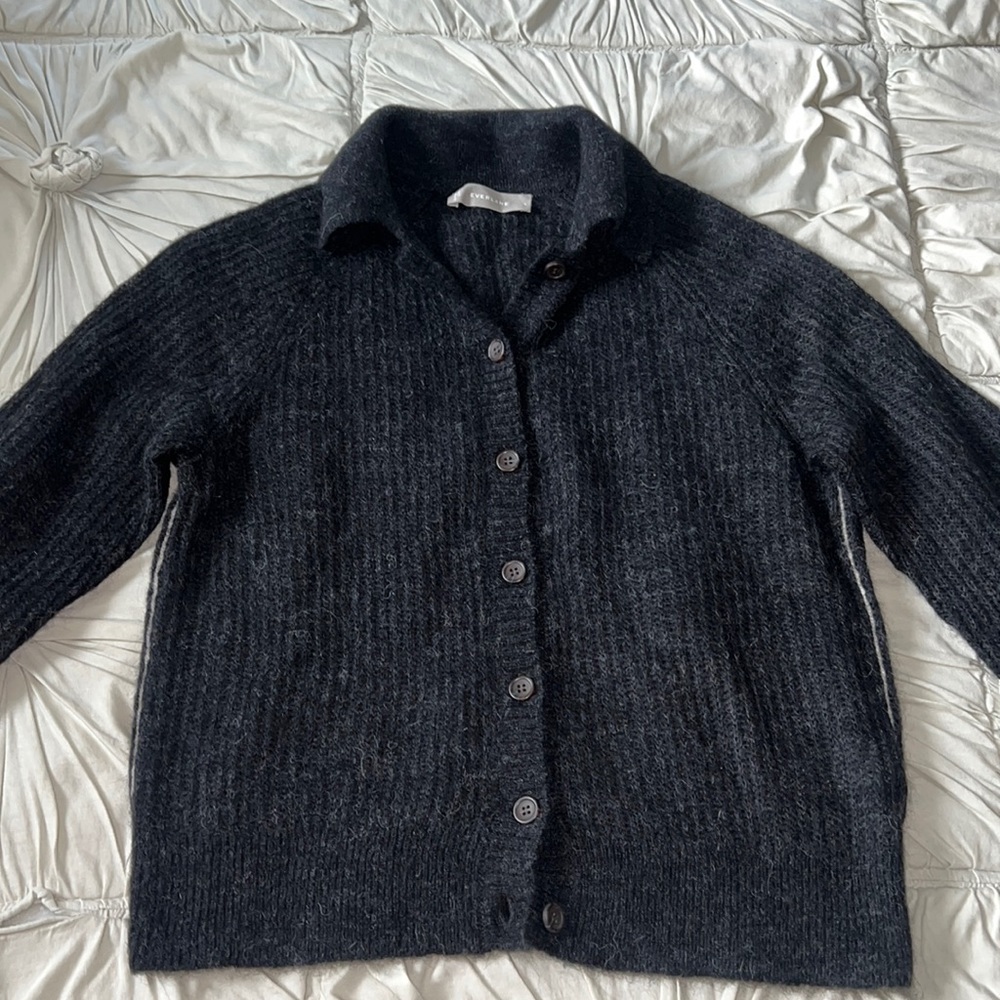 Everlane • charcoal collard cardigan sweater
